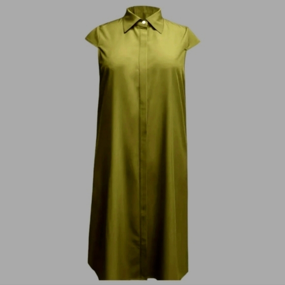 🆕Chic Army Green Collar Shirt Dress - Picture 4 of 5